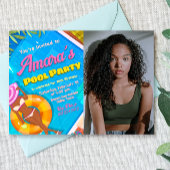 プールパーティ - 写真の女の子 招待状