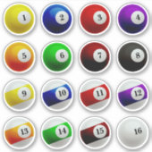 プールビリヤードのボール番号フルセット シール (正面)