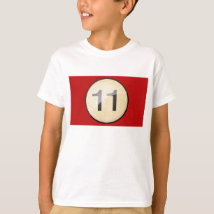 プールビリヤードボールナンバー11。フロント&バックプリント。 Tシャツ
