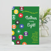 プールビリヤード子供の誕生日パーティースポーツ 招待状 (スタンド正面)