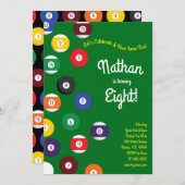 プールビリヤード子供の誕生日パーティースポーツ 招待状 (正面/裏面)