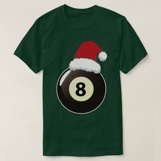プールビリヤード愛好家サンタハットスポーツクリスマス20 Tシャツ (デザイン正面)