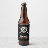 プールビリヤード50thバースデーパーティブラック ビールラベル (正面)