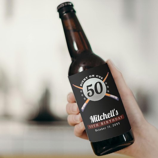 プールビリヤード50thバースデーパーティブラック ビールラベル