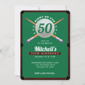 プールビリヤード50th誕生日パーティグリーン 招待状 (正面)