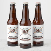 プールビリヤード50th誕生日パーティーホワイト ビールラベル (ボトル)