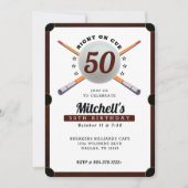 プールビリヤード50th誕生日パーティーホワイト 招待状 (正面)