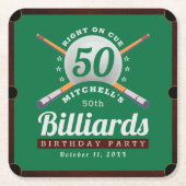 プールビリヤード50th誕生日パーティー スクエアペーパーコースター (正面)