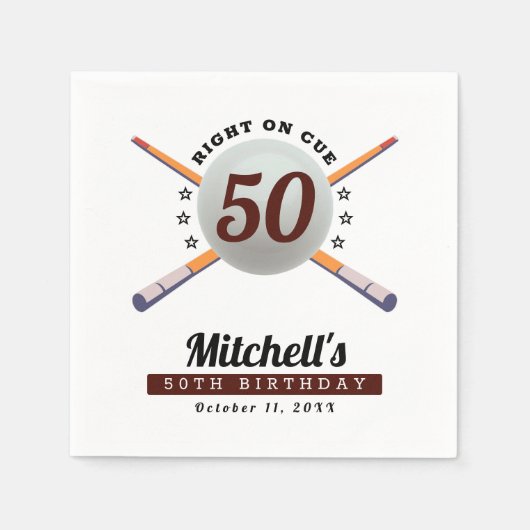 プールビリヤード50th誕生日パーティー スタンダードカクテルナプキン (正面)