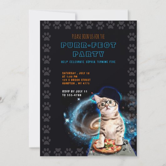 プールフェクトパーティー!Djキャット招待状 招待状 (正面)