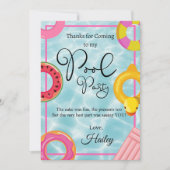 プールフローティバースデーパーティーサンキューカード サンキューカード (正面)