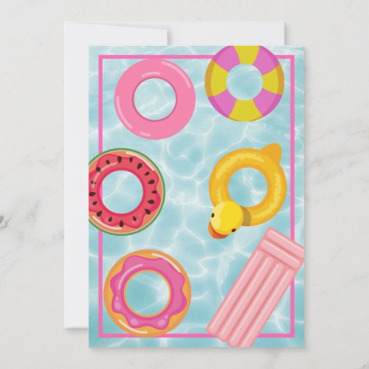 プールフローティバースデーパーティーサンキューカード サンキューカード (裏面)