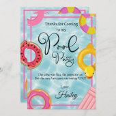 プールフローティバースデーパーティーサンキューカード サンキューカード (正面/裏面)