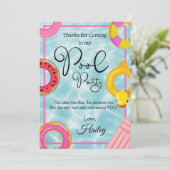 プールフローティー誕生日パーティーお礼カード サンキューカード (スタンド正面)