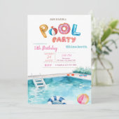 プールフロートグラスプールバースデーパーティー 招待状 (スタンド正面)