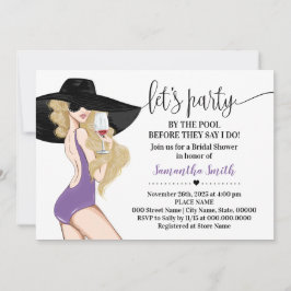 プールブライダルシャワーでパーティーを実行する前 招待状