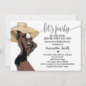 プールブライダルシャワーでパーティーを実行する前 招待状 (正面)