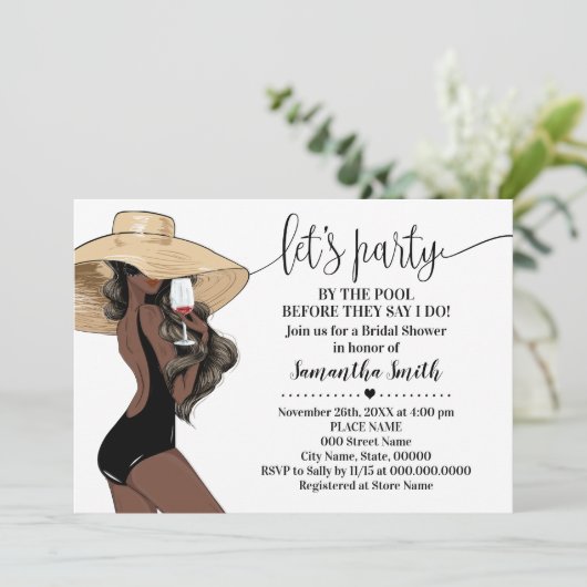 プールブライダルシャワーでパーティーを実行する前 招待状 (スタンド正面)