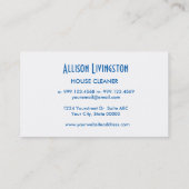 プールブルーハウスクリーニングシンプルスタイルV38A 名刺 (裏面)