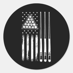 プールプレイヤー米国国旗 ラウンドシール