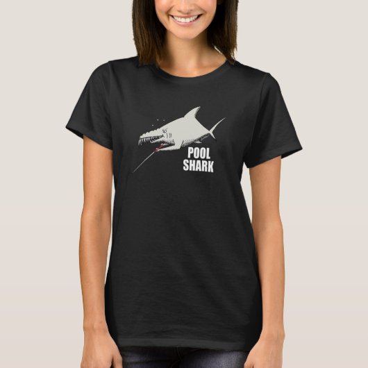 プールプレーヤー用プールシャークビリヤードデザイン Tシャツ (正面)