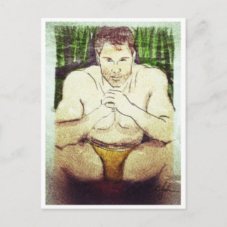 プールポストカードの男 ポストカード