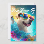プールポーティ招待状、プールパピー誕生日パーティー 招待状 (正面)
