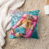 プールマットレスに浮いているゴールデンレトリバー クッション (ブランケット)