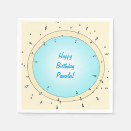 プールモダンスプラッシュパーソナライズされた誕生日ナプキンス スタンダードカクテルナプキン