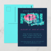 プールモダンパーティースプラッシュ招待状 ポストカード (正面/裏面)