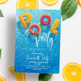 プールモダンパーティーピンクバチェロレッテ 招待状