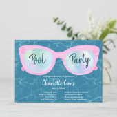 プールモダンパーティーホログラフィックグラスSweet 16 招待状 (スタンド正面)