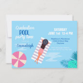 プールモダンパーティー写真の卒業 招待状 (正面)