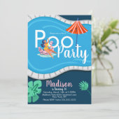 プールモダンパーティー誕生日10代の大人招待状 招待状 (スタンド正面)