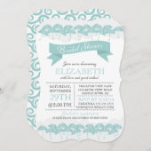 プールモダンブルーアンブレラブライダルシャワー 招待状 (正面/裏面)