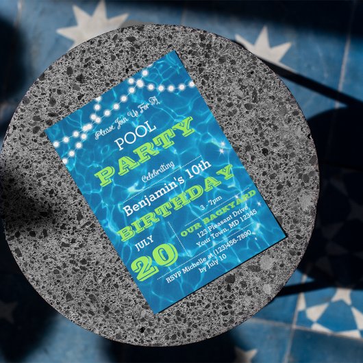 プールライツグリーンサマーパーティの招待状 招待状