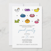 プールラフト アイコン プールパーティー招待状 招待状 (正面)