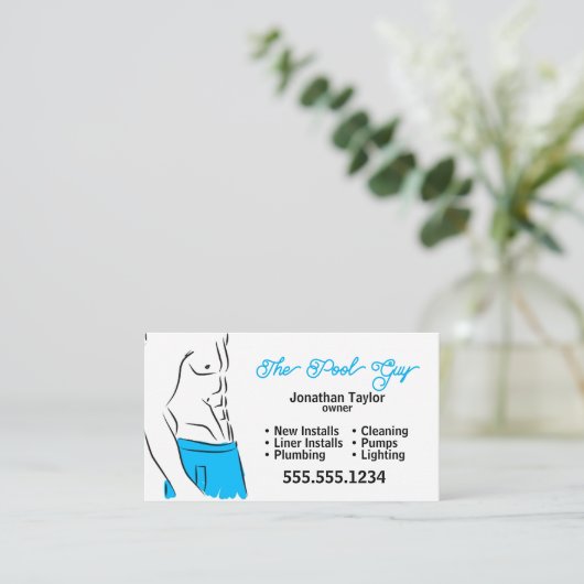 プール修理業者の名刺 名刺 (スタンド正面)