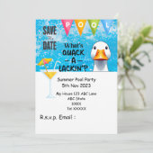 プール内のドリンク付きダックプールパーティー 招待状 (スタンド正面)