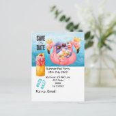 プール内のドリンク付きプールパーティー ポストカード (スタンド正面)