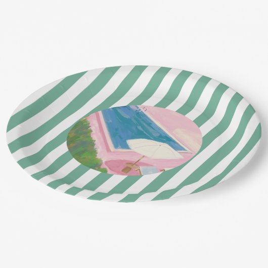 プール名門私立校風のパーティー紙プレート ペーパープレート (アングル)