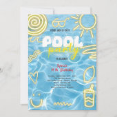 プール夏のネオンビーブスバースデーパーティー 招待状 (正面)