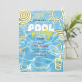 プール夏のネオンビーブスバースデーパーティー 招待状 (スタンド正面)