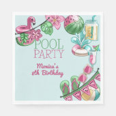 プール夏のパーティー誕生日 スタンダードランチョンナプキン (正面)