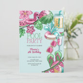 プール夏のパーティー誕生日 招待状 (スタンド正面)