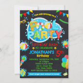 プール夏の誕生日Bashプライマリカラーパーティー 招待状 (正面)