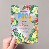 プール夏の飲み物誕生日パーティー アクリル招待状 (インサイチュ (ポータブル))