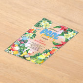 プール夏の飲み物誕生日パーティー アクリル招待状 (レイダウン)