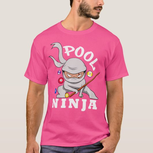 プール忍者おもしろいプールビリヤード少年 Tシャツ (正面)