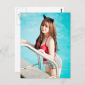 プール日本のの美しい少女 ポストカード (正面/裏面)